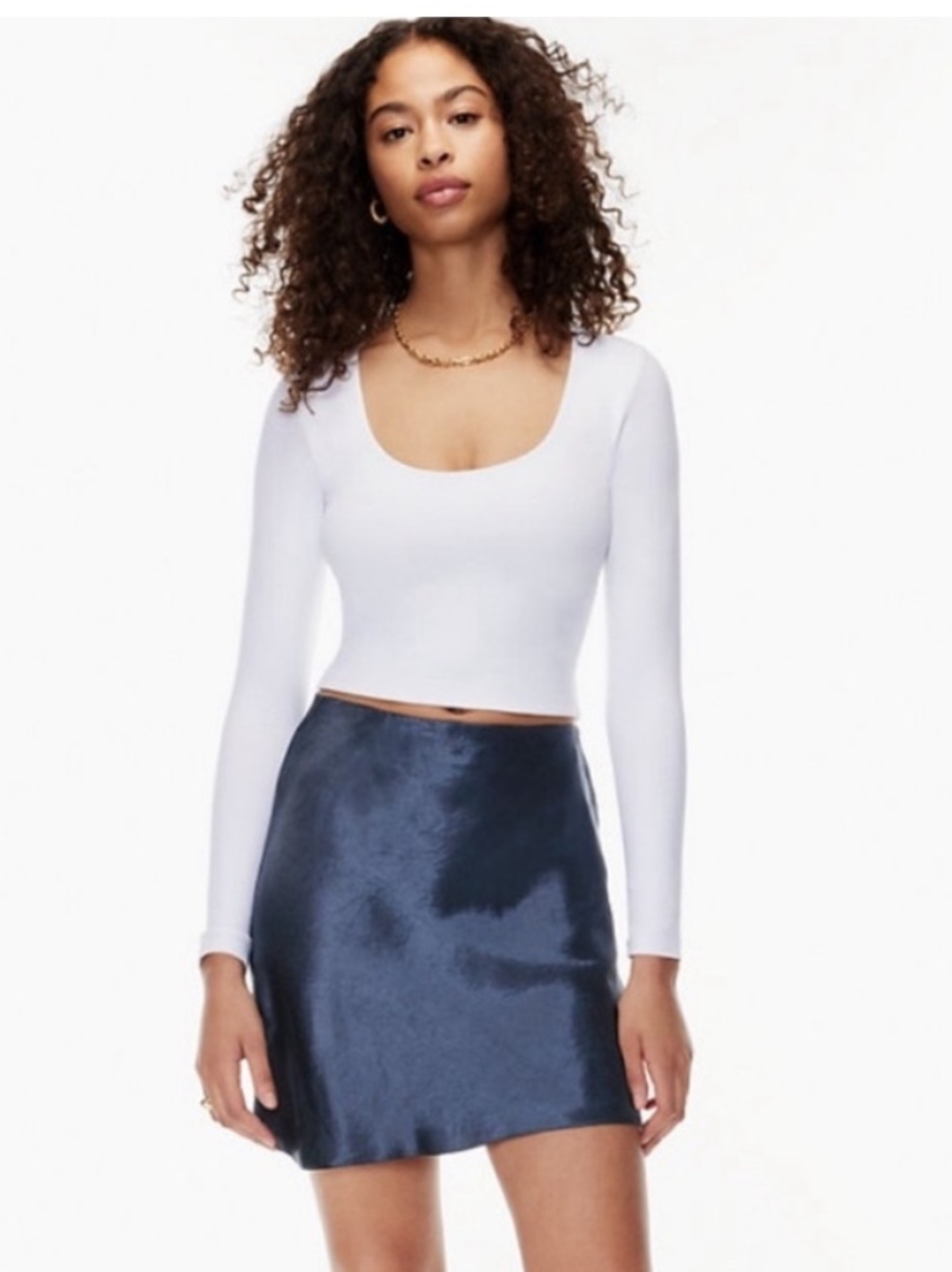 Aritzia Babaton Midnight Blue Satin A-Line Mini Skirt